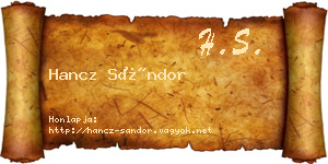 Hancz Sándor névjegykártya