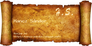 Hancz Sándor névjegykártya